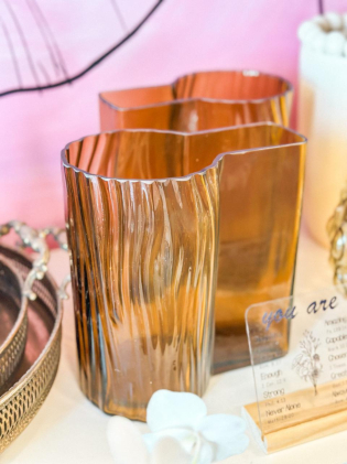 Vaso de Vidro com Ondas Marrom