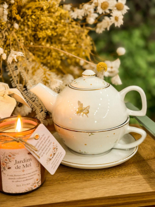 Bule de porcelana Chá para Um